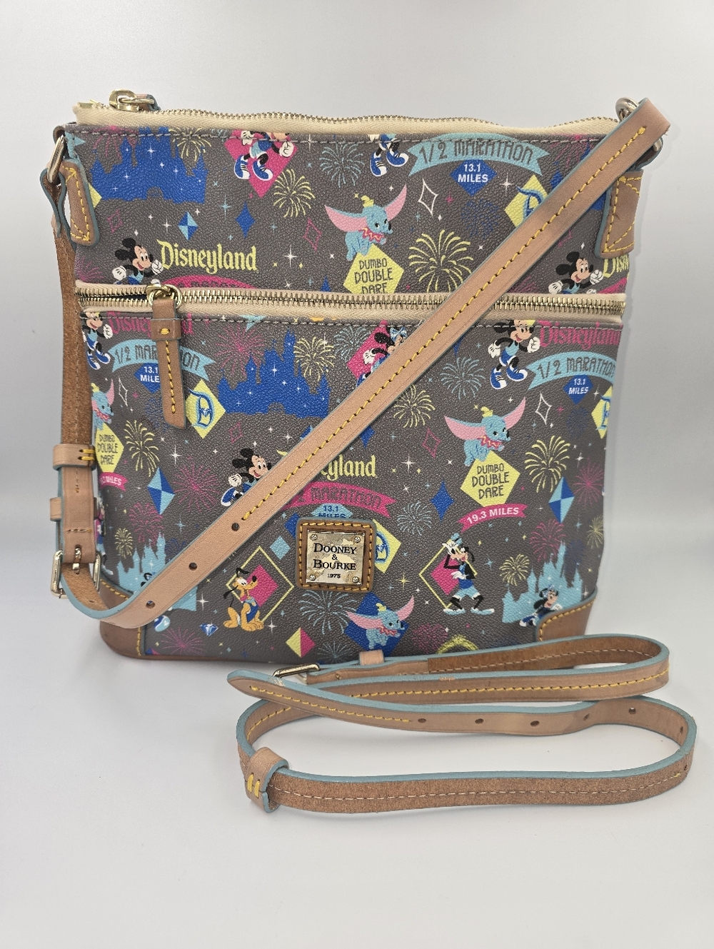 DISNEY DOONEY & BOURKE Multicolor Disneyland Marathon Crossbody Shoulder Bag **